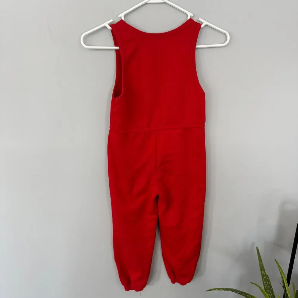 Vintage Espirit Kids Pull On Jumper Red w/ Bear Jumpsuit Approx Child's Size 6